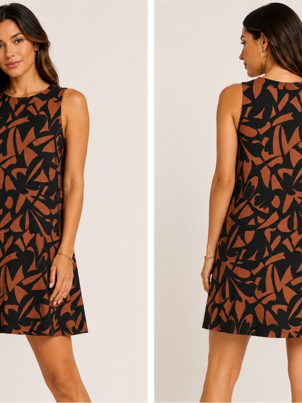 a new day Black & Brown Abstract Sleeveless Shift Dress